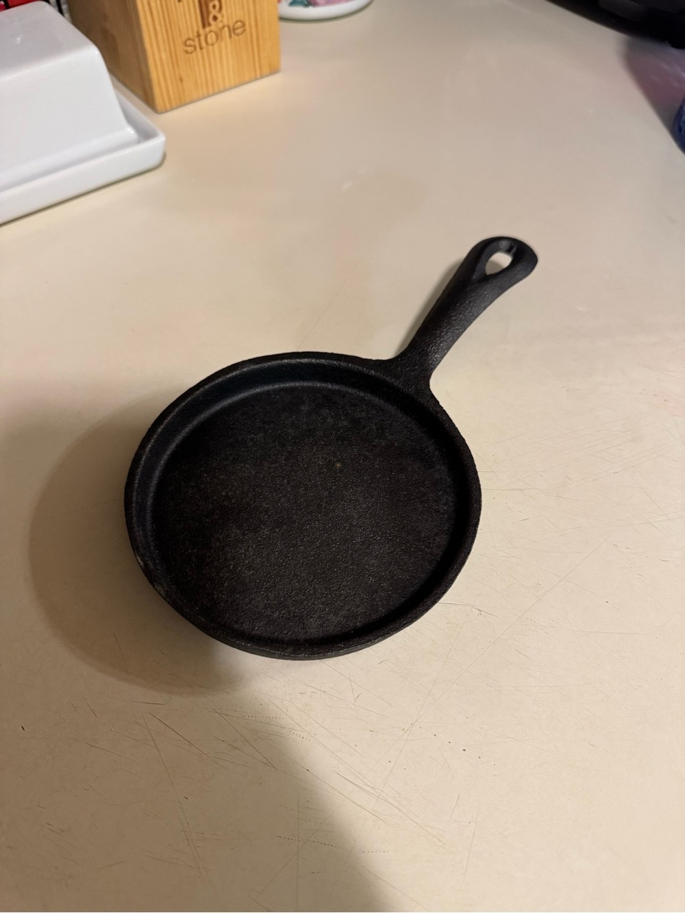 Very Small Black Cast Iron Skillet with Handle